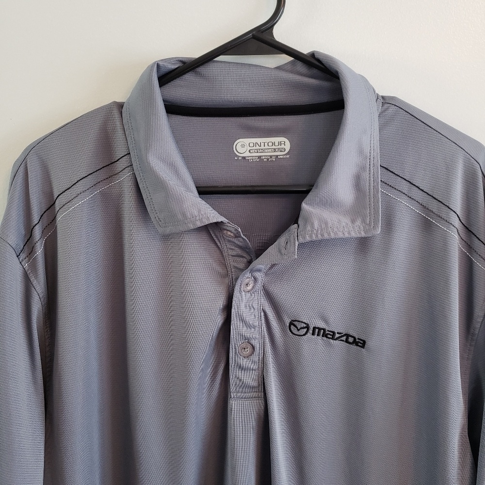Ontour Mens Mazda Polo Golf Shirt Gray Short Sleev